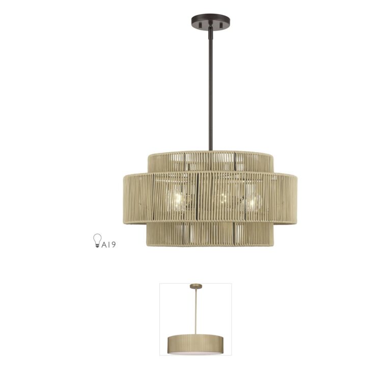 Livex Lighting Acordia English Bronze 5-Light Rope Shade Chandelier
