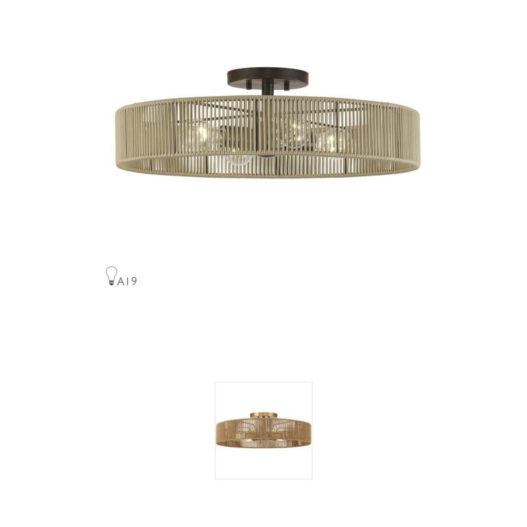 Livex Lighting Goldiemesh English Bronze Rope Semi-Flush Mount