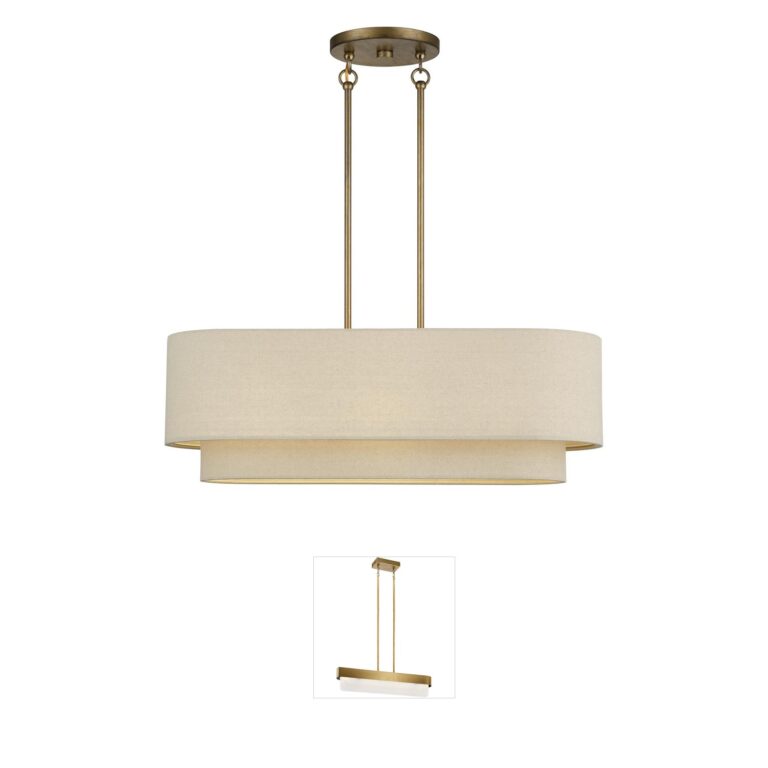 Livex Lighting Bellingham 3-Light Antique Gold Leaf Island Light with Parchment Shade