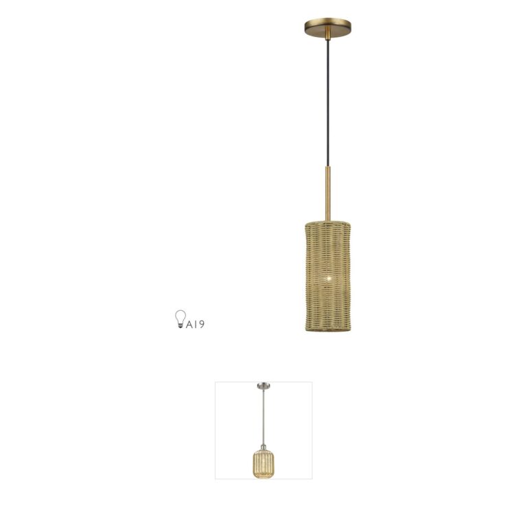 Livex Lighting Weavington Hand-Woven Rattan Mini Pendant in Antique Gold Leaf