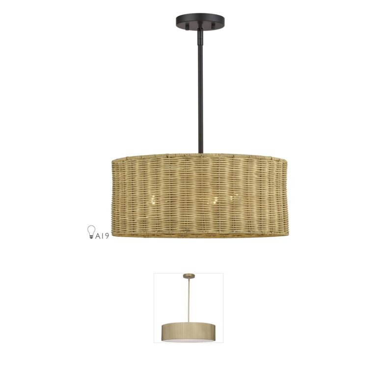 Livex Lighting Weavington Rattan 3-Light Chandelier