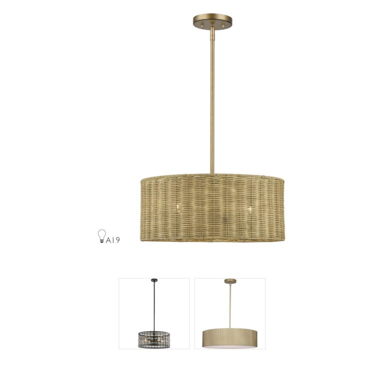 Livex Lighting Weavington Rattan & Antique Gold Leaf Chandelier