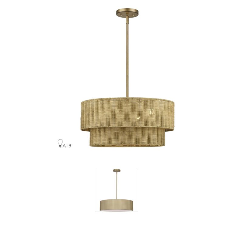 Livex Lighting Weavington Rattan & Antique Gold Leaf Chandelier