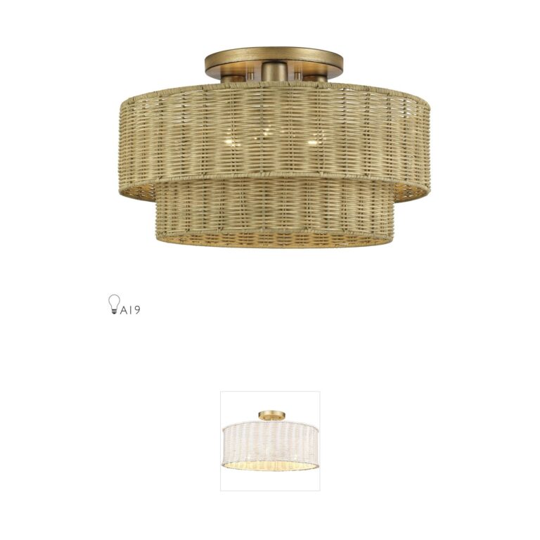 Livex Lighting Weavington Rattan Semi-Flush Mount
