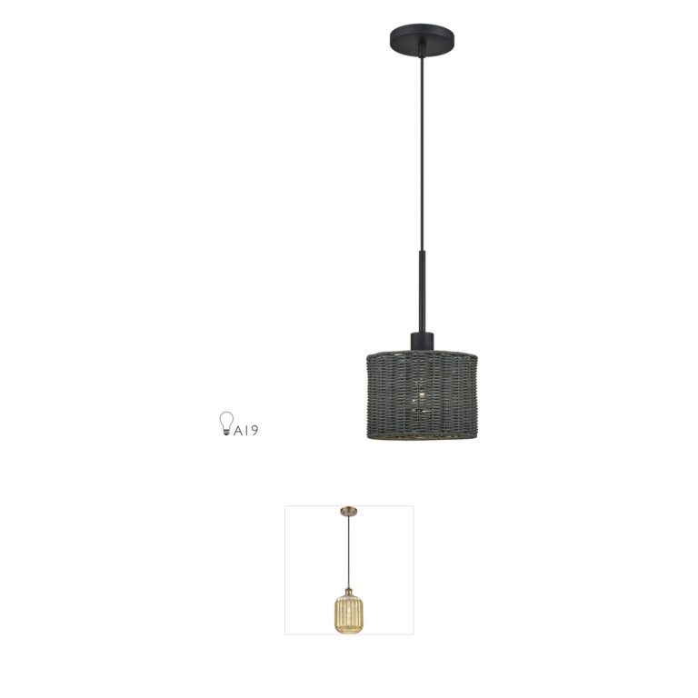 Livex Lighting Weavington Black Rattan Mini Pendant