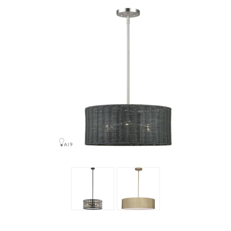 Livex Lighting Weavington Brushed Nickel Rattan Chandelier