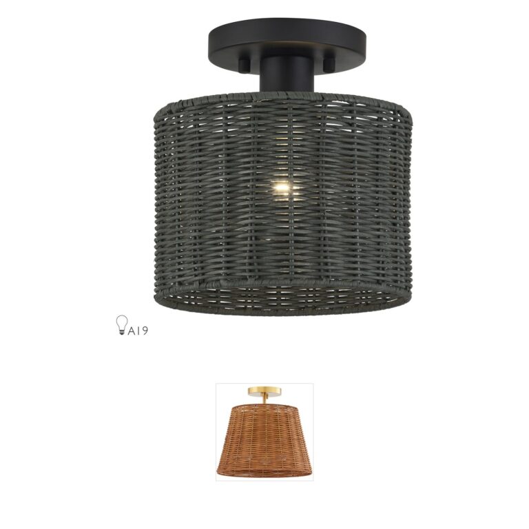 Livex Lighting Weavington Black Rattan Semi-Flush Mount