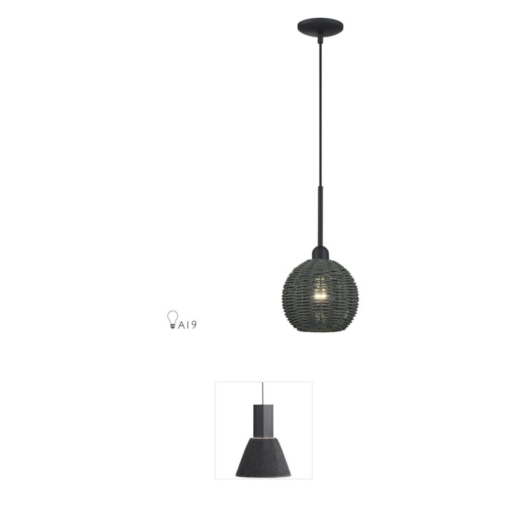 Livex Lighting Deluna Hand-Woven Black Rope Pendant