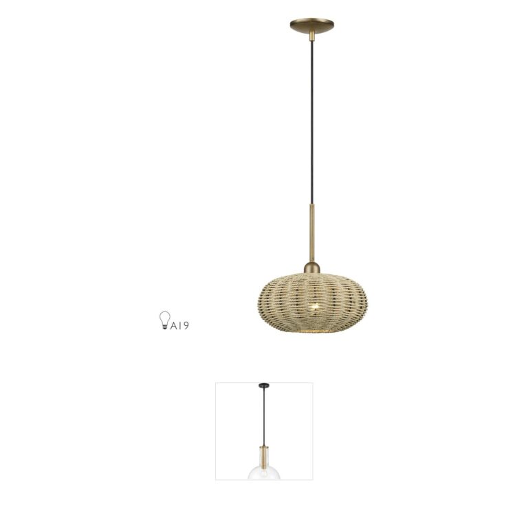 Livex Lighting Summervine Antique Gold Leaf Pendant with Hand-Woven Paper Rope Shade