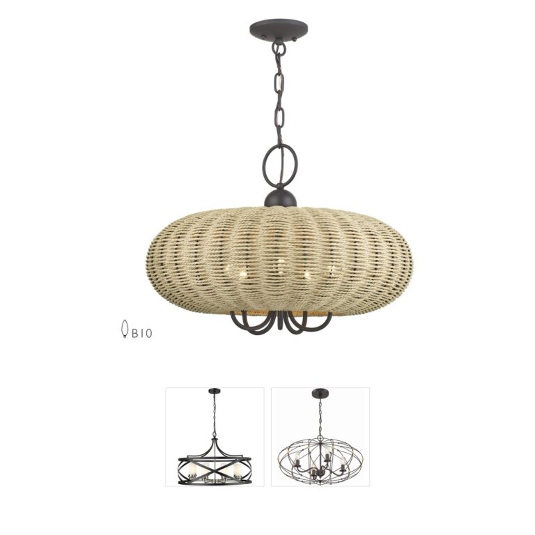 Livex Lighting Summervine Bronze 5-Light Chandelier with Paper Rope Shade