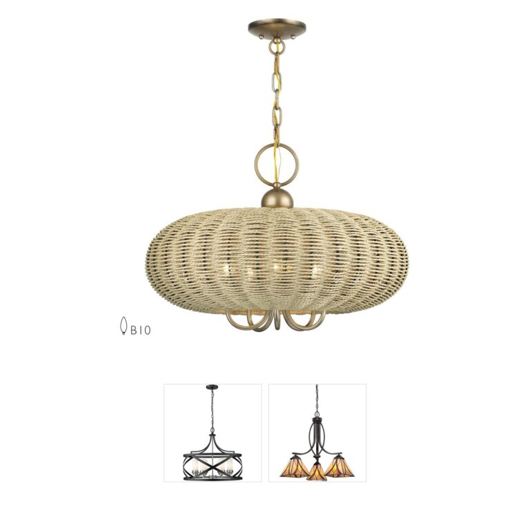 Livex Lighting Summervine Antique Gold Leaf Rope Chandelier