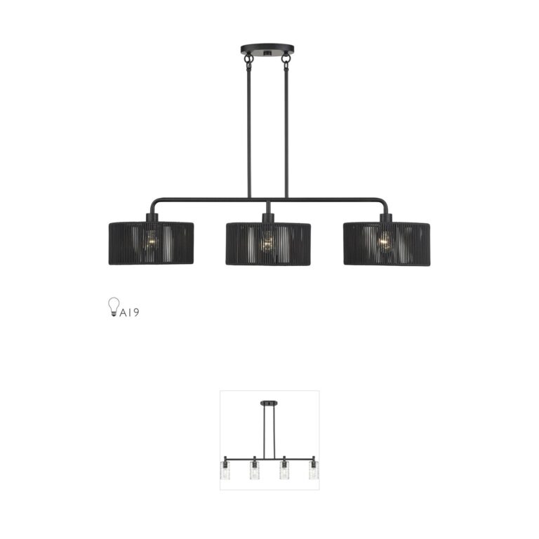 Livex Lighting Acordia Black Steel & Rope Island Chandelier