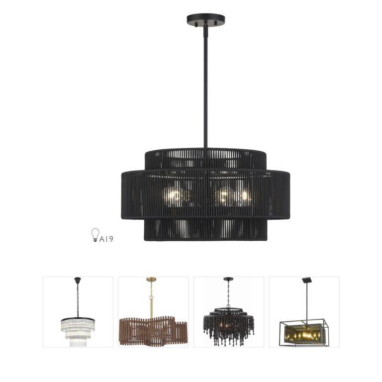 Livex Lighting Acordia Black Steel & Rope Chandelier