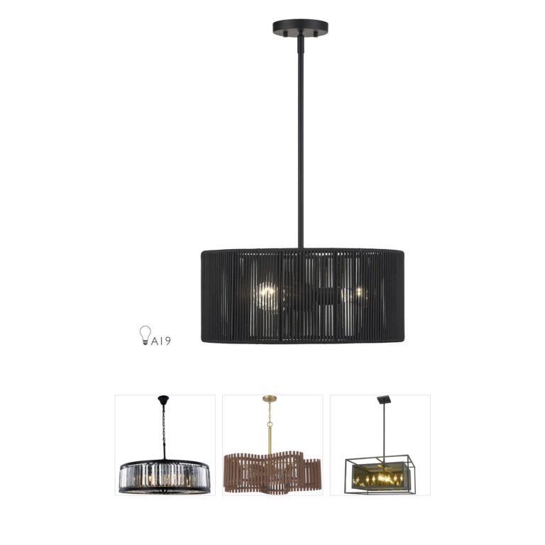 Livex Lighting Acordia Steel & Rope Shade Chandelier