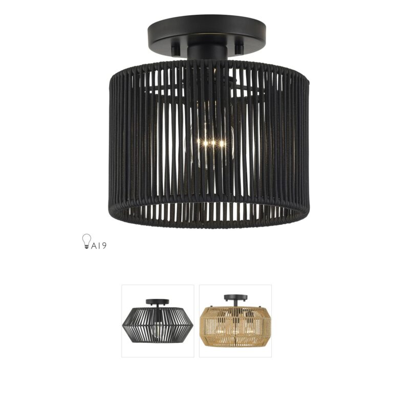 Livex Lighting Acordia Black Rope Semi-Flush Mount