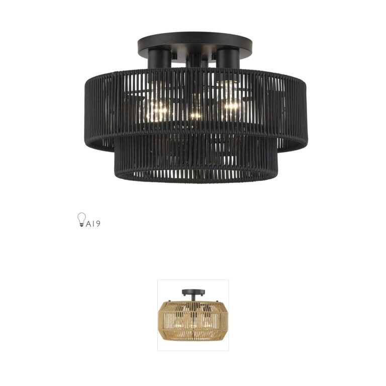Livex Lighting Acordia Black Rope Semi-Flush Mount