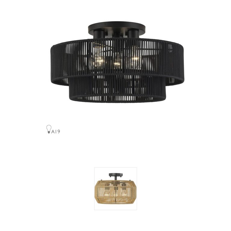Livex Lighting Acordia Parisian Rope Black Semi-Flush Mount