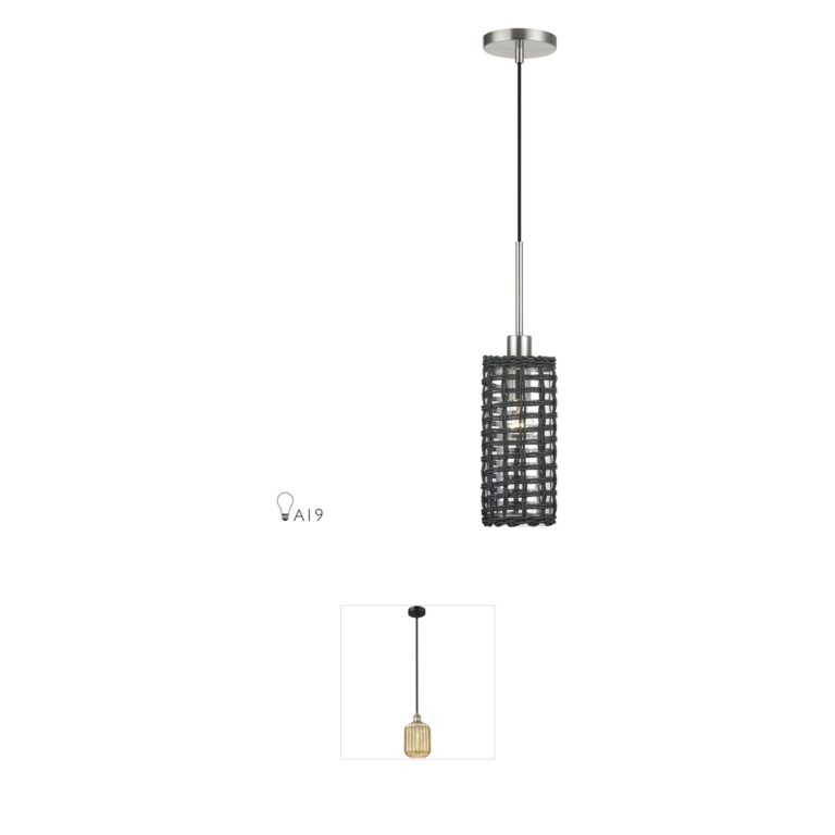 Livex Lighting Twinewell Brushed Nickel Rope Shade Mini Pendant