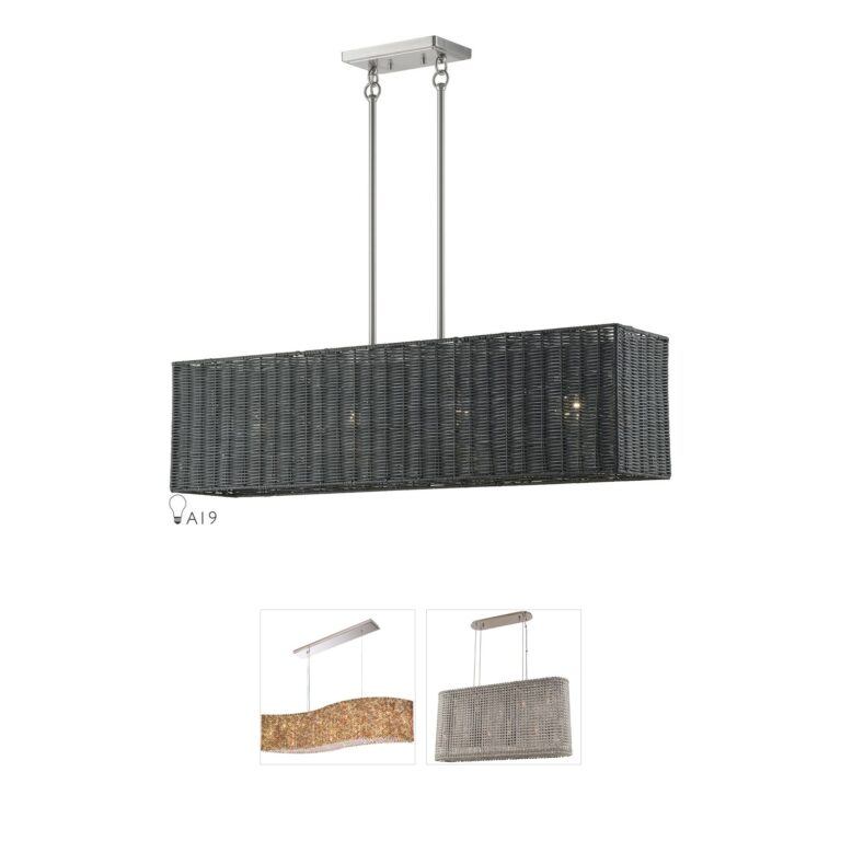 Livex Lighting Weavington Brushed Nickel Rattan Linear Chandelier