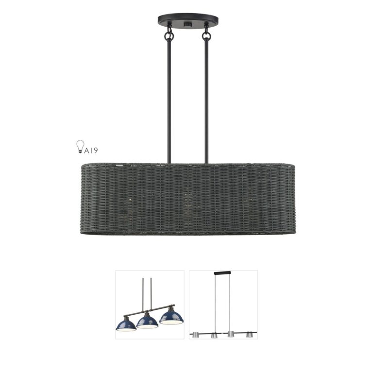 Livex Lighting Weavington Steel and Rattan Island Light
