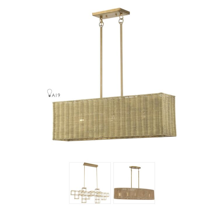 Livex Lighting Weavington Antique Gold Leaf Rattan Island Light