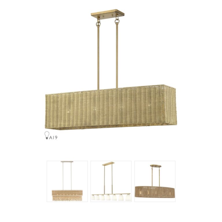 Livex Lighting Weavington 4-Light Rattan Linear Chandelier