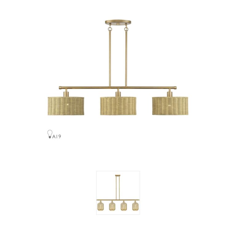 Livex Lighting Weavington Rattan and Steel Island Light