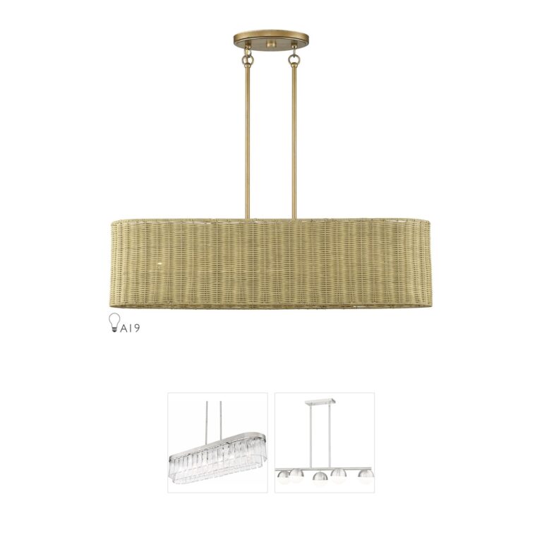 Livex Lighting Weavington Rattan & Gold Leaf Island Light