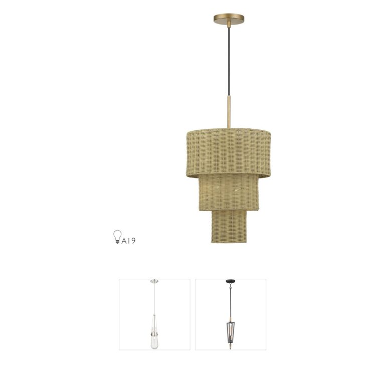 Livex Lighting Weavington Rattan & Steel Pendant
