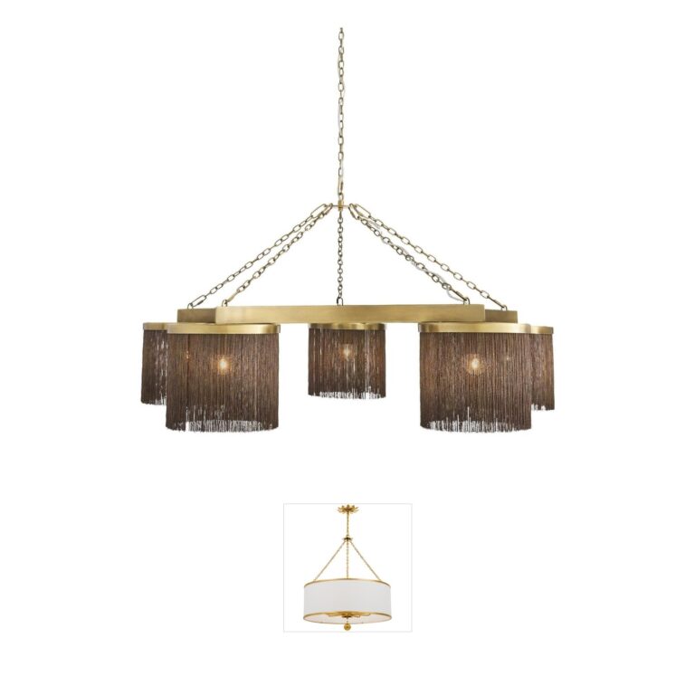 Arteriors Langston Antique Brass Chandelier with Vintage Brass Chains
