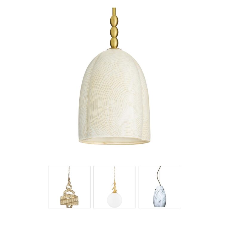Arteriors Lyla Ceramic Dome Pendant with Antique Brass