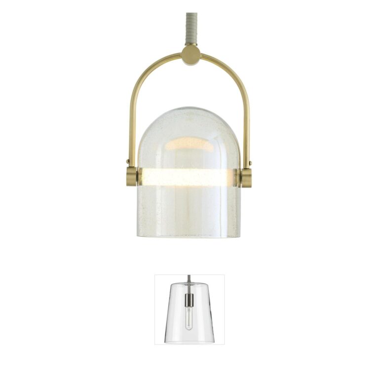 Arteriors Marco Smoke Seeded Glass & Leather Pendant