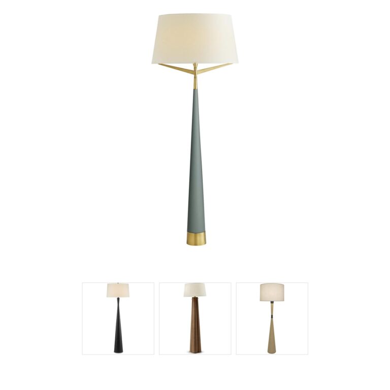 Arteriors Elden Steel Floor Lamp with Cadet Blue & Antique Brass Finish