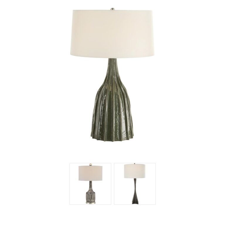 Arteriors Nyla Dark Green Reactive Ceramic Table Lamp