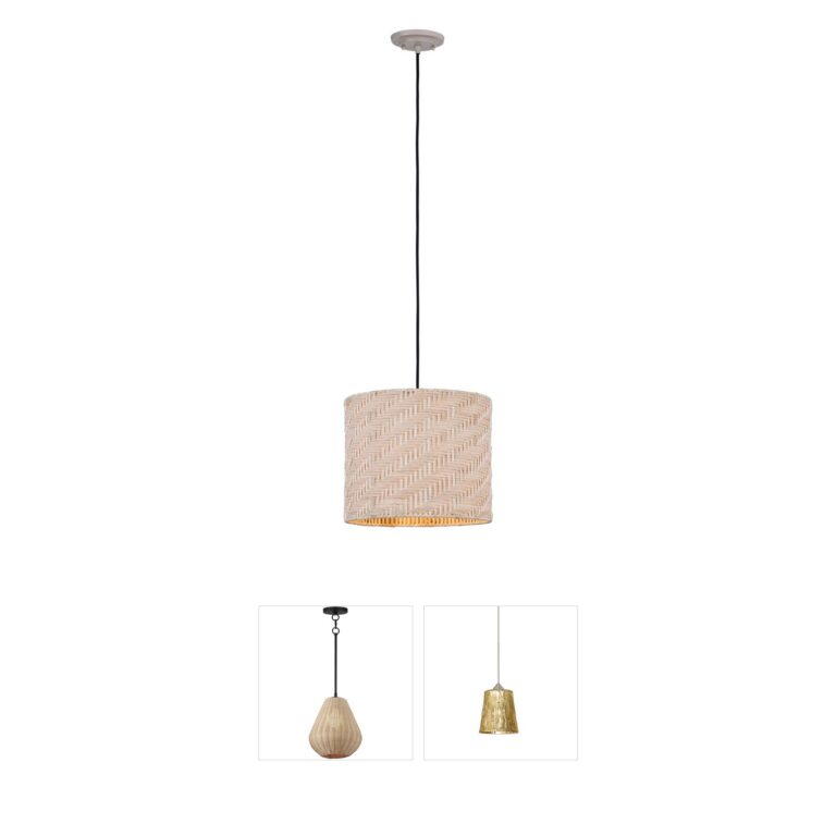 Innovations Lighting Loom 12-Inch Black and Natural Rattan Pendant