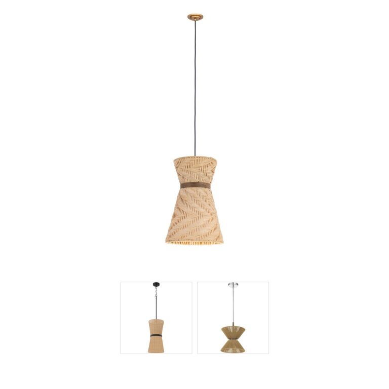 Innovations Lighting Stratford Gold and Natural Rattan Cord-Hung Pendant