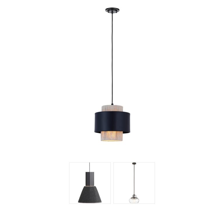 Innovations Lighting Mesa Jute & Iron Drum Pendant