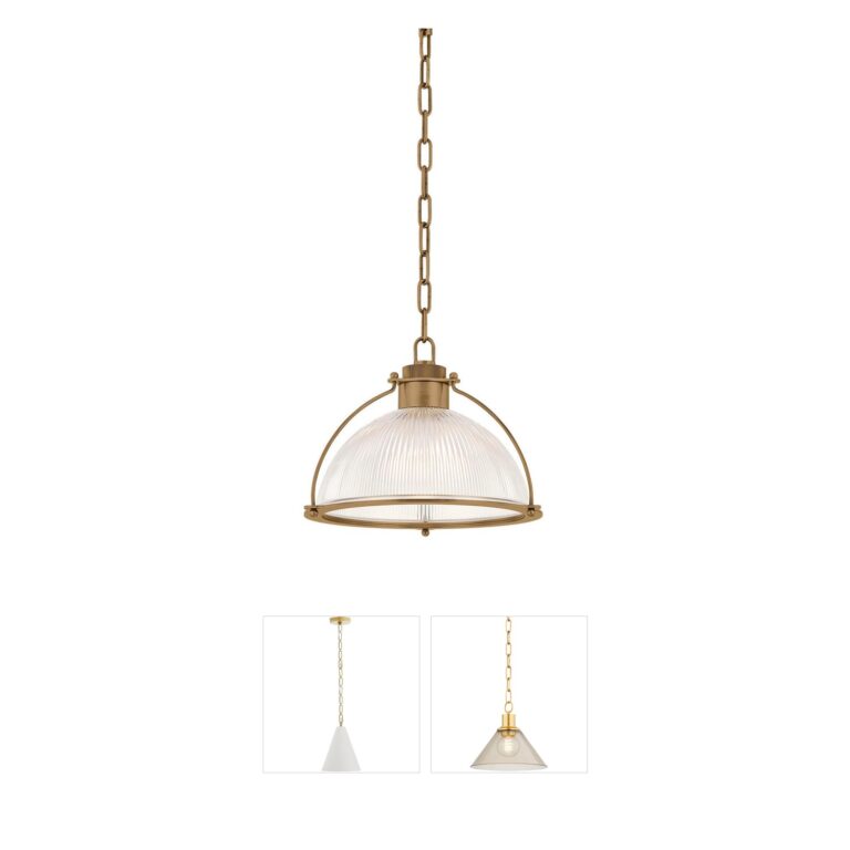 Troy Lighting Glint 14-Inch Patina Brass and Glass Pendant