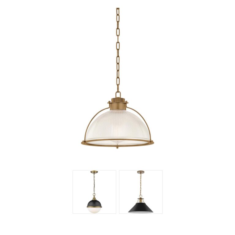 Troy Lighting Glint 16-Inch Patina Brass Glass Pendant by Lauren Liess