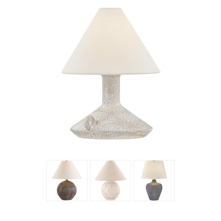 Troy Lighting Passage Ceramic and Patina Brass Rechargeable Table Lamp