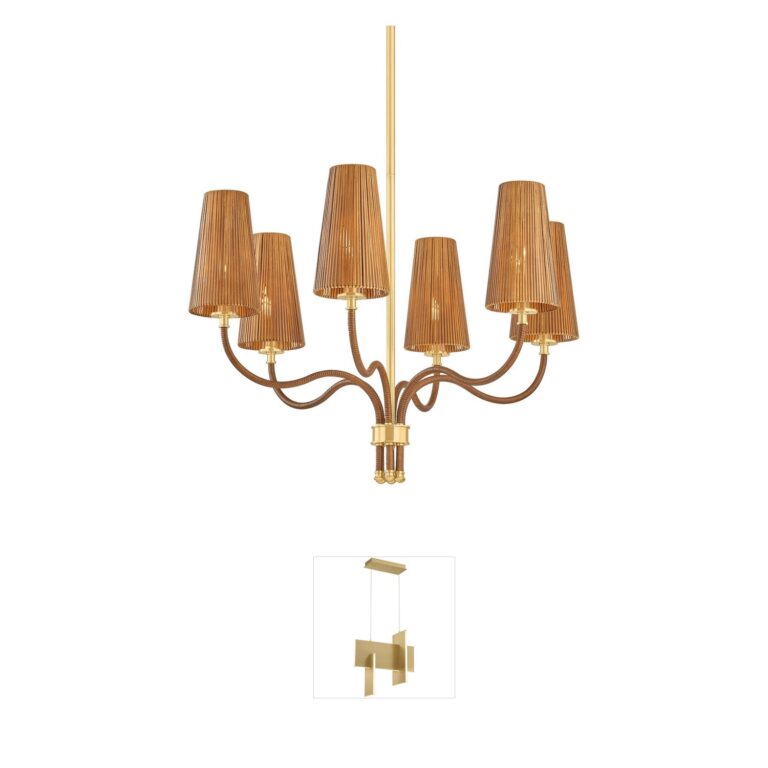 Hudson Valley Atwood 6-Light Natural Woven Rattan Chandelier
