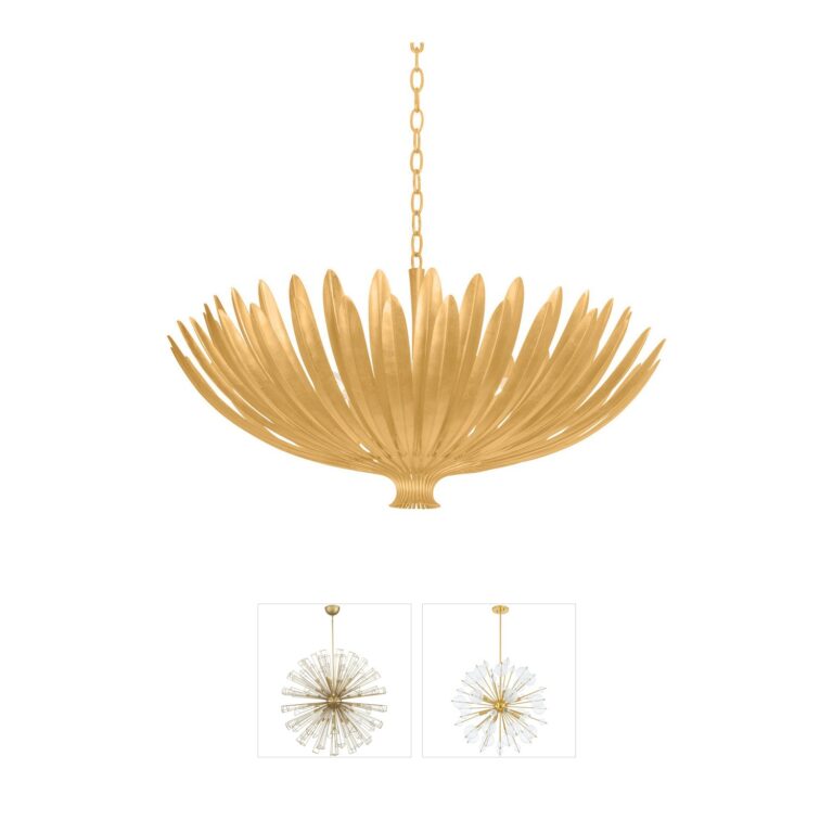 Hudson Valley Whitfield Iron Chandelier in Vintage Gold Leaf