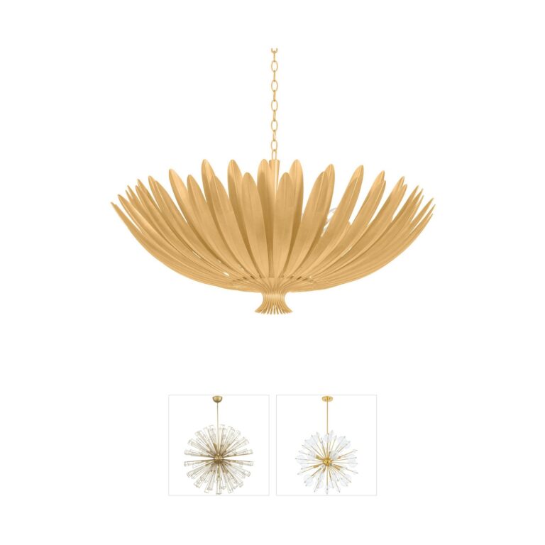 Hudson Valley Whitfield Iron Chandelier in Vintage Gold Leaf