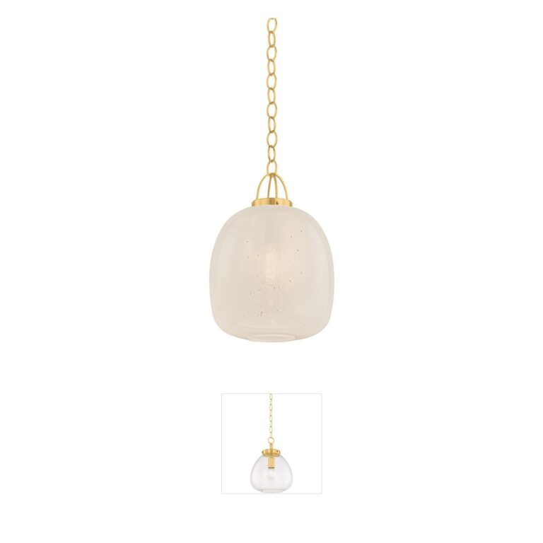 Hudson Valley Enosburg 16-Inch Aged Brass Glass Pendant