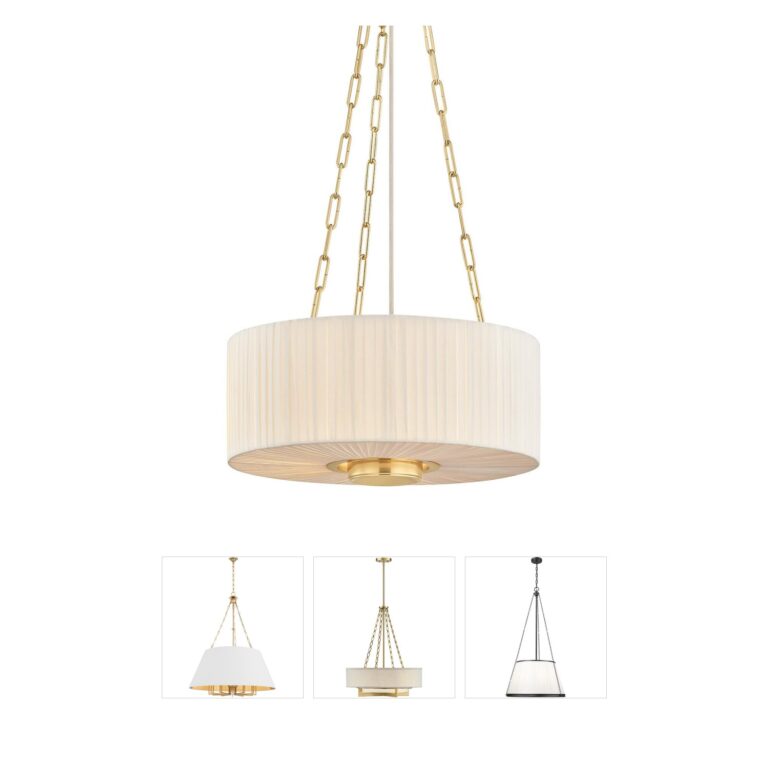 Hudson Valley Camby 3-Light Aged Brass and Linen Pendant