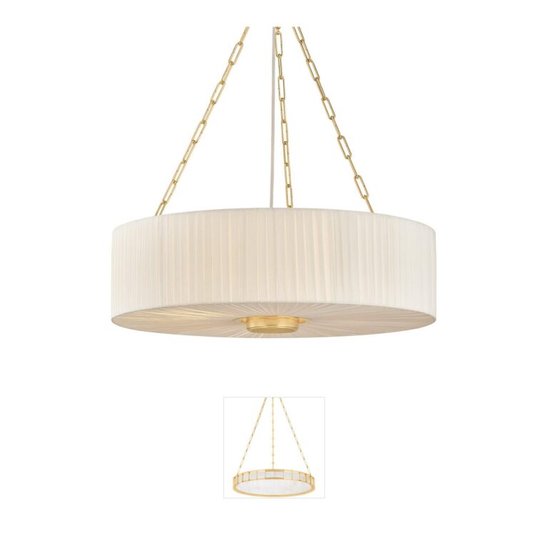 Hudson Valley Camby 4-Light Aged Brass and Linen Chandelier