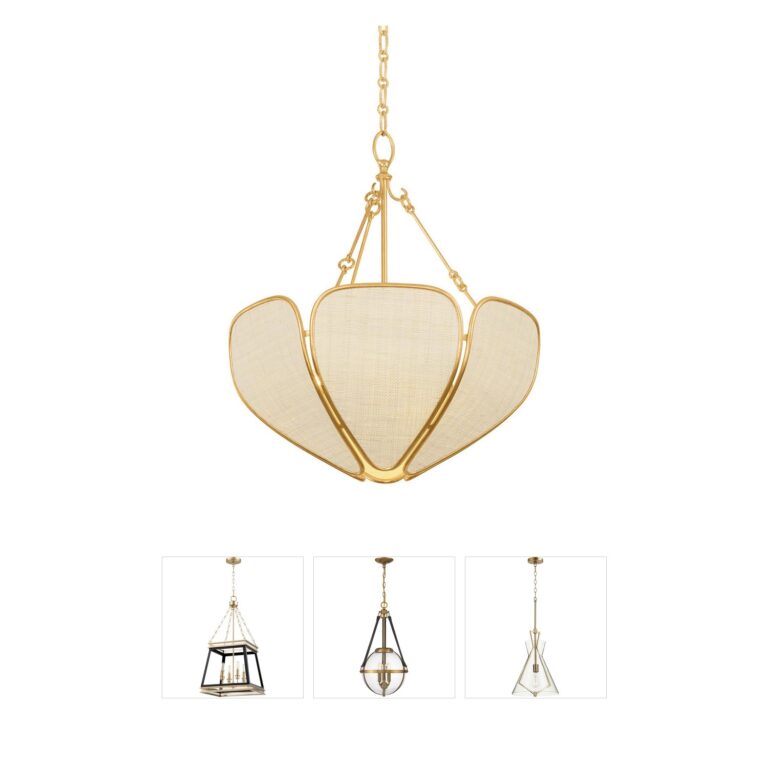 Hudson Valley Bayville Natural Woven Vintage Gold Leaf Pendant