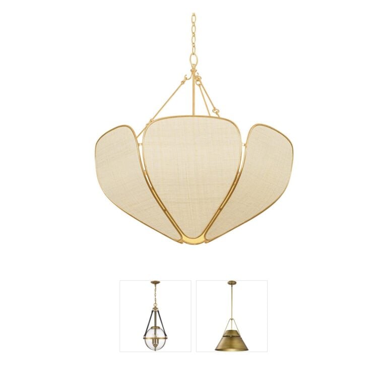 Hudson Valley Bayville Natural Woven Vintage Gold Leaf Pendant