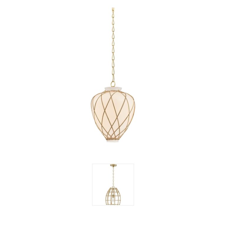 Hudson Valley Lighting Apple Valley Rattan & Aged Brass Pendant