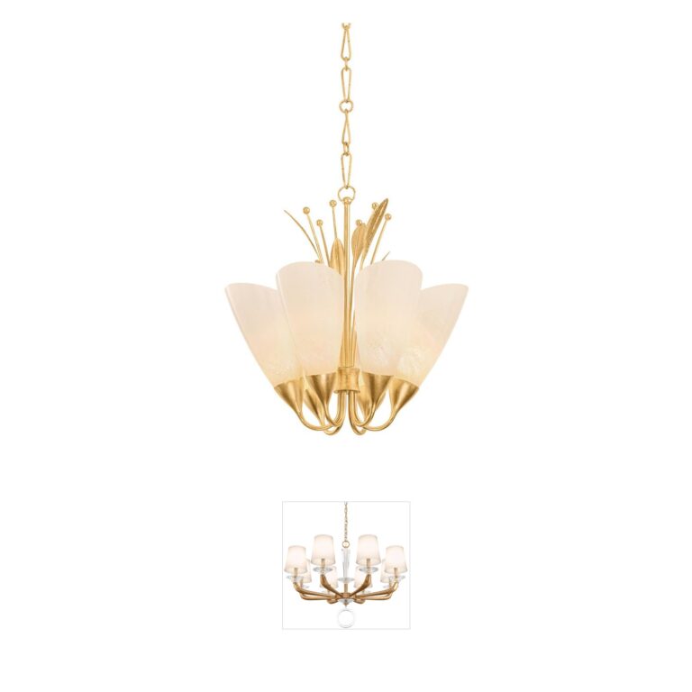 Hudson Valley Lighting Forest Glen Vintage Gold Leaf Iron Chandelier